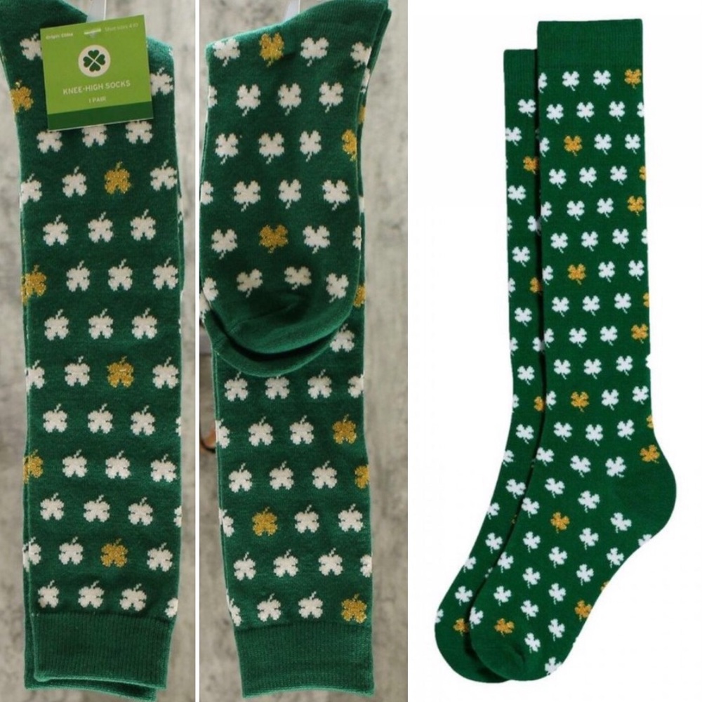 🆕🧦🍀 St. Patrick's Day Mini Clovers Socks GREEN